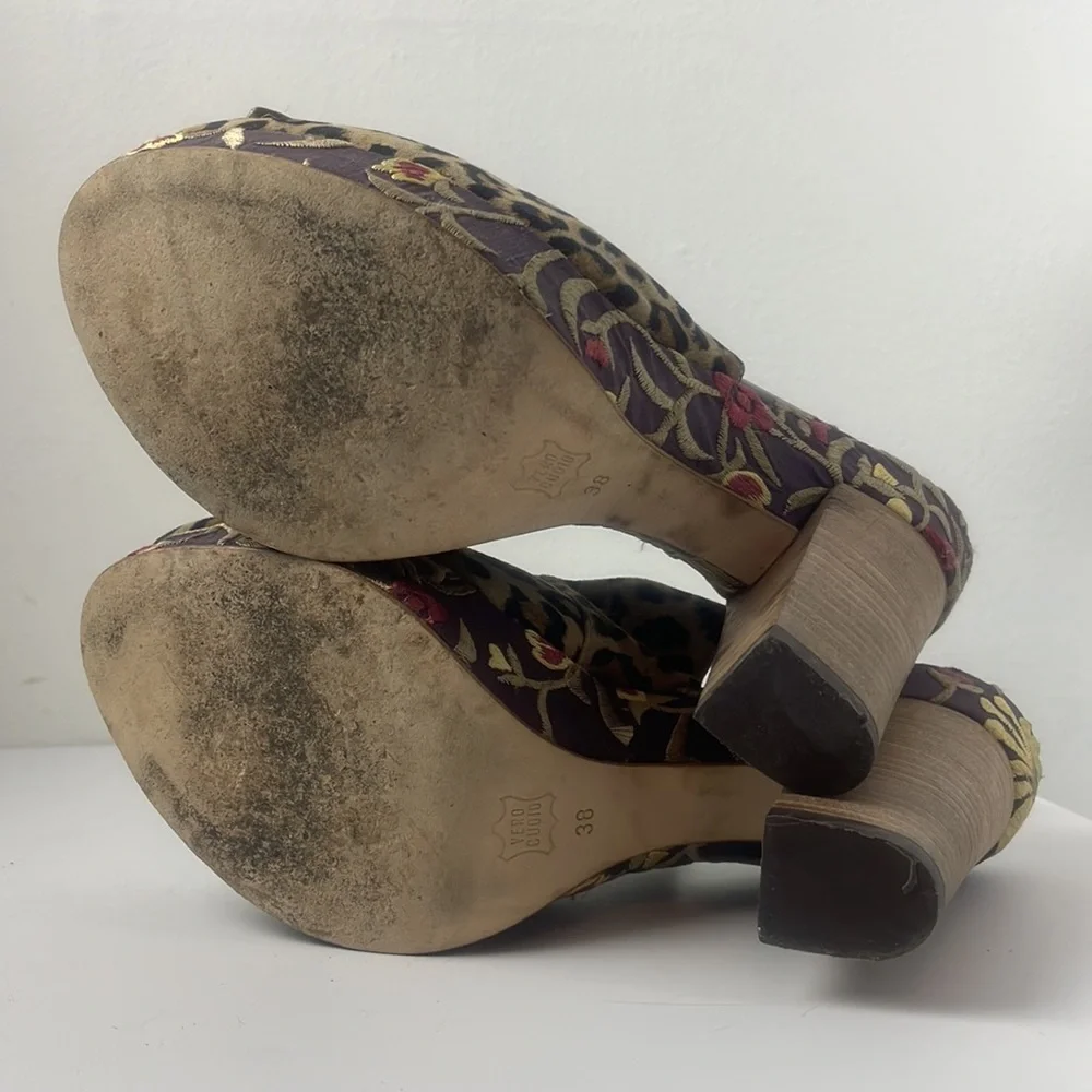 Olivia Rose Tal Floral Leopard Platform heel Size 38 - Picture 8 of 17